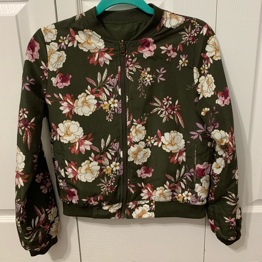 green floral jacket